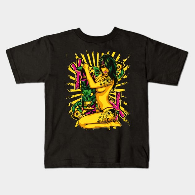 woman skateboarding Kids T-Shirt by PaperHead